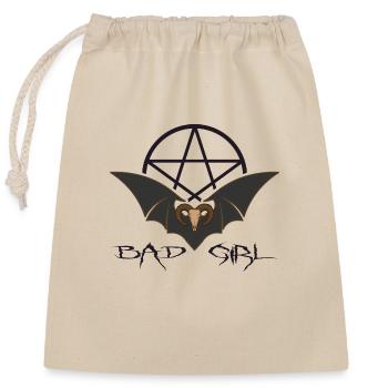 Gothic aesthetic black BAD GIRL dark wave - Closable cotton gift bag (25x30cm) - nature - Front