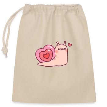 Cute Snail With Heart Shaped Shell - Closable cotton gift bag (25x30cm) - nature - Front