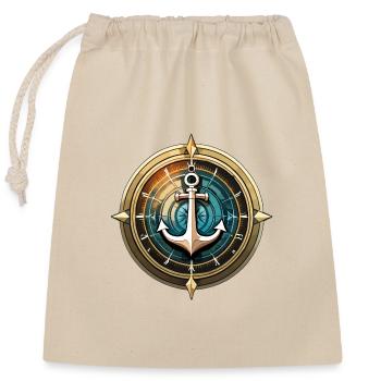 Boat Anchor, Compass, Marine, Sailor - Closable cotton gift bag (25x30cm) - nature - Front