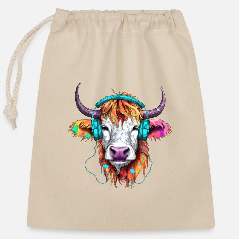 Look vache dans les années 90 - Sac cadeau en coton avec cordon (25 x 30 cm) - nature