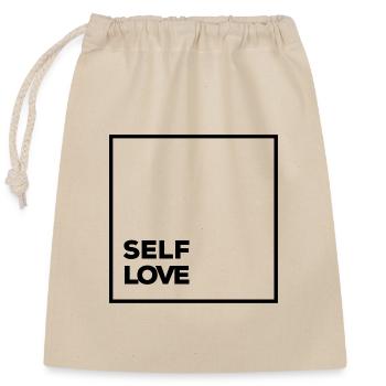 Self love - taking care of yourself - Closable cotton gift bag (25x30cm) - nature - Front