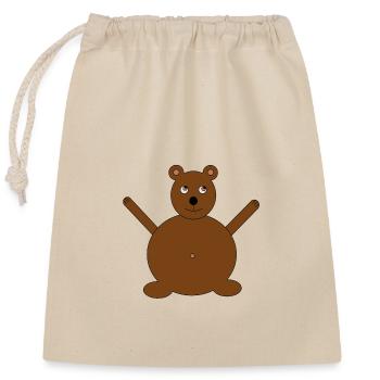 Mignon ours brun - idée cadeau pour les enfants - Sac cadeau en coton avec cordon (25 x 30 cm) - nature - Devant