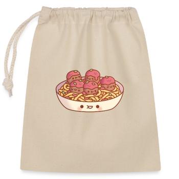 Cute Spaghetti And Meatballs Pasta - Closable cotton gift bag (25x30cm) - nature - Front