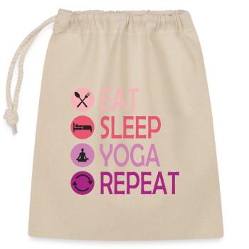 Eat, Sleep, Do Yoga and Repeat - Closable cotton gift bag (25x30cm) - nature - Front