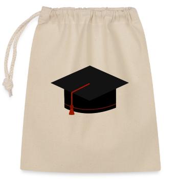 Casquette de graduation - Sac cadeau en coton avec cordon (25 x 30 cm) - nature - Devant