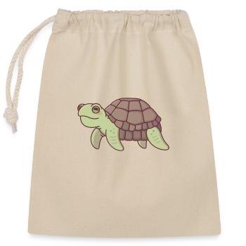 Cute Old Sea Turtle - Closable cotton gift bag (25x30cm) - nature - Front