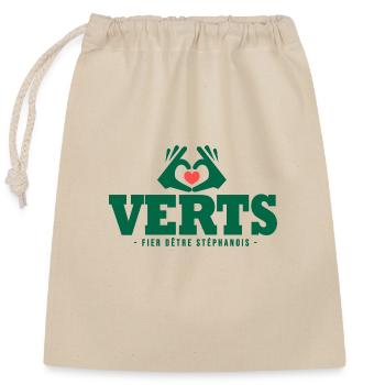 j aime les verts football stéphanois Saint étienne - Sac cadeau en coton avec cordon (25 x 30 cm) - nature - Devant