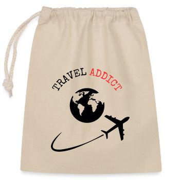 Accro du voyage - Sac cadeau en coton avec cordon (25 x 30 cm) - nature - Devant
