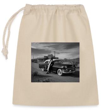 Vintage Design des années 50 voitures-restaurants. - Sac cadeau en coton avec cordon (25 x 30 cm) - nature - Devant