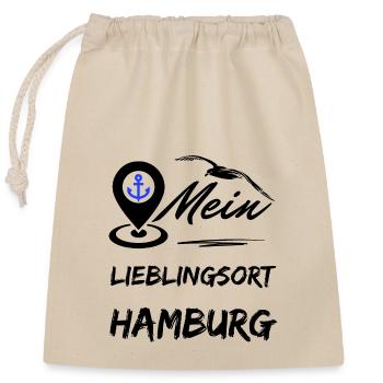 Hambourg mon endroit préféré-Ville hanséatique de Hambourg-Möwe - Sac cadeau en coton avec cordon (25 x 30 cm) - nature - Devant
