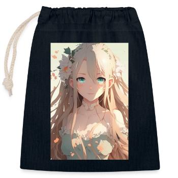 Anime Girl Anime Mädchen Waifu Otaku Schön - Verschließbarer Geschenkbeutel aus Baumwolle (25x30cm) - Navy - Vorne