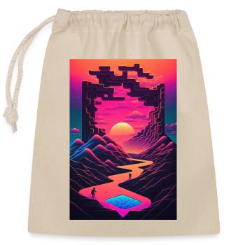 Retro Gaming Gamer Futuriste - Sac cadeau en coton avec cordon (25 x 30 cm) - nature - Devant