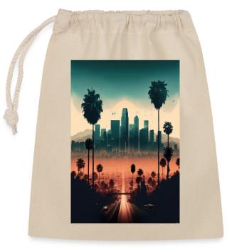 Campagne de Los Angeles Palm Skyline High-Rise - Sac cadeau en coton avec cordon (25 x 30 cm) - nature - Devant