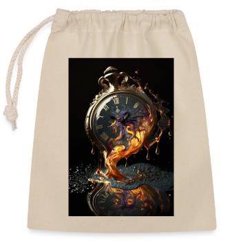 Schmelzende Taschenuhr Uhr Surrealistisch - Verschließbarer Geschenkbeutel aus Baumwolle (25x30cm) - Natur - Vorne