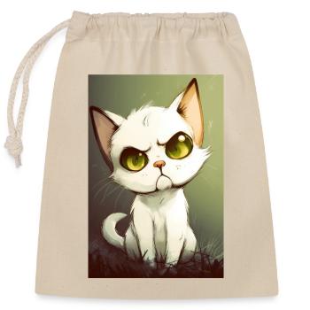 Funny cat - Closable cotton gift bag (25x30cm) - nature - Front