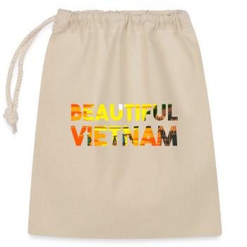Vietnam Viet Bauern Reisfeld Flagge I Geschenk - Verschließbarer Geschenkbeutel aus Baumwolle (25x30cm) - Natur - Vorne