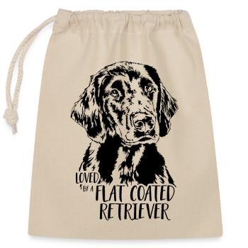Aimé par un chien retriever à poil plat disant chiens - Sac cadeau en coton avec cordon (25 x 30 cm) - nature - Devant