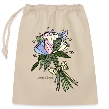 Frühlingsblumen - Verschließbarer Geschenkbeutel aus Baumwolle (25x30cm) - Natur - Vorne