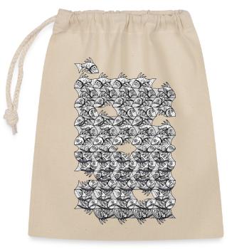Repeated monochrome fish - Closable cotton gift bag (25x30cm) - nature - Front