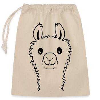 Design cute alpaca - Closable cotton gift bag (25x30cm) - nature - Front