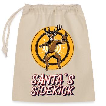 Lustiges Geschenk zu Nikolaus! - Santas Sidekick - Verschließbarer Geschenkbeutel aus Baumwolle (25x30cm) - Natur - Vorne