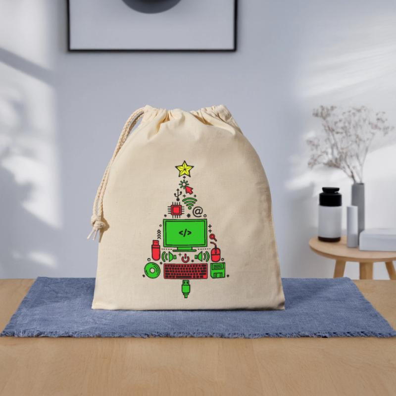 Code Code Débogage Programmeur de script Sac cadeau en coton avec cordon (25 x 30 cm)