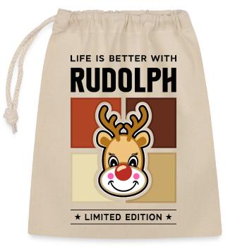 Rudolph - Verschließbarer Geschenkbeutel aus Baumwolle (25x30cm) - Natur - Vorne
