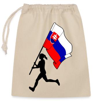 Flagge Slowakei Frau läuft - Verschließbarer Geschenkbeutel aus Baumwolle (25x30cm) - Natur - Vorne