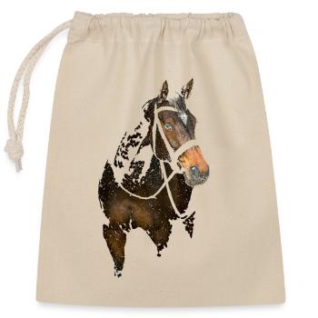 Horse - Closable cotton gift bag (25x30cm) - nature - Front