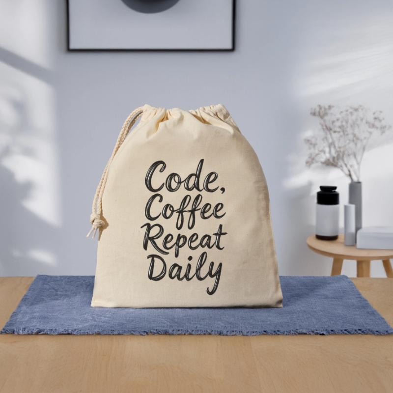 Code Sleep Debug Repeat Programmer Shirt Sac cadeau en coton avec cordon (25 x 30 cm)