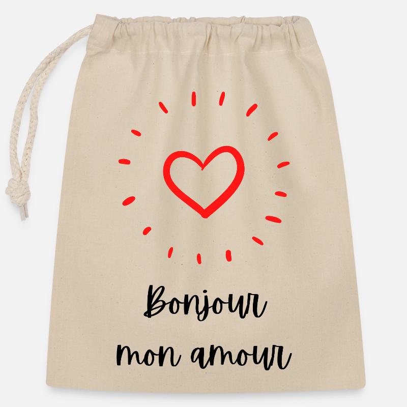 Hello my love - Closable cotton gift bag (25x30cm) - nature