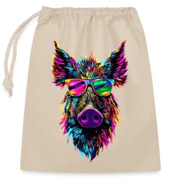 Wild boar Wild boar Wild boar Pig Hunter - Closable cotton gift bag (25x30cm) - nature - Front