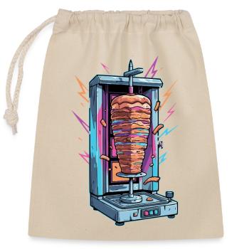 Neon Kebab Spießmaschine - Verschließbarer Geschenkbeutel aus Baumwolle (25x30cm) - Natur - Vorne