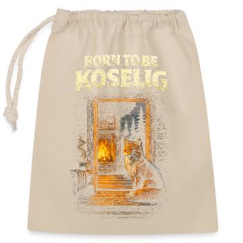 Scandinavian Viking Born To be Koselig - Closable cotton gift bag (25x30cm) - nature - Front