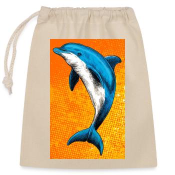 Delfin - Verschließbarer Geschenkbeutel aus Baumwolle (25x30cm) - Natur - Vorne