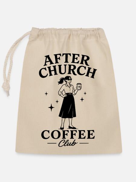 After Church Coffee - Verschließbarer Geschenkbeutel aus Baumwolle (25x30cm) - Natur