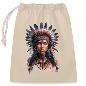 Guerrier tribal - Sac cadeau en coton avec cordon (25 x 30 cm) - nature - Devant