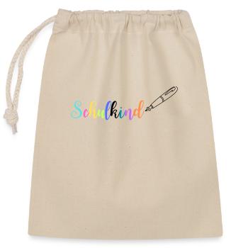 Schulkind - Verschließbarer Geschenkbeutel aus Baumwolle (25x30cm) - Natur - Vorne