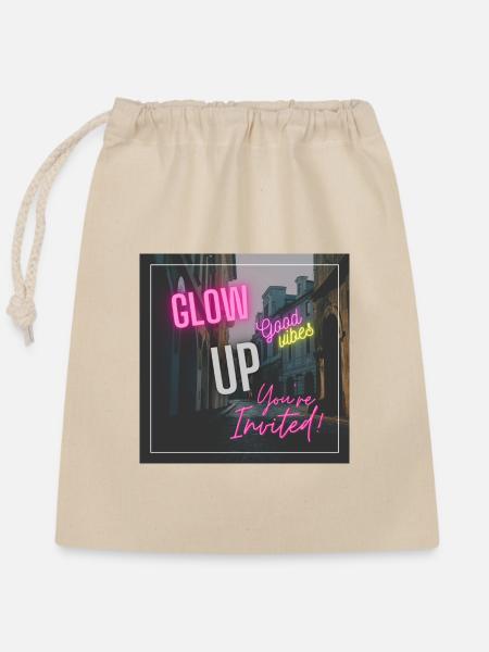 Glow Up - Verschließbarer Geschenkbeutel aus Baumwolle (25x30cm) - Natur