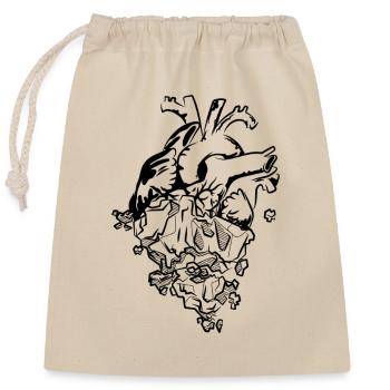 Coeur de pierre - Sac cadeau en coton avec cordon (25 x 30 cm) - nature - Devant