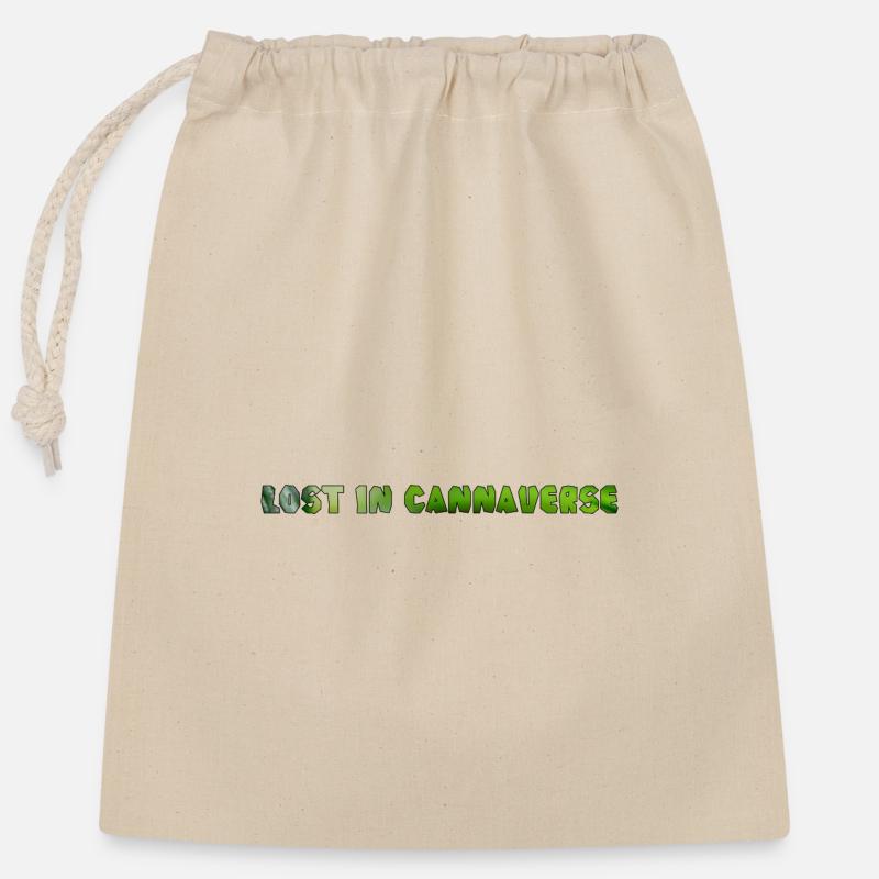 Lost in Cannaverse Green Leaf Typography - Closable cotton gift bag (25x30cm) - nature