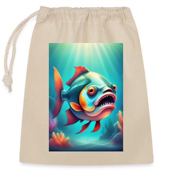 Seltsam aussehender gruseliger Fisch - Verschließbarer Geschenkbeutel aus Baumwolle (25x30cm) - Natur - Vorne