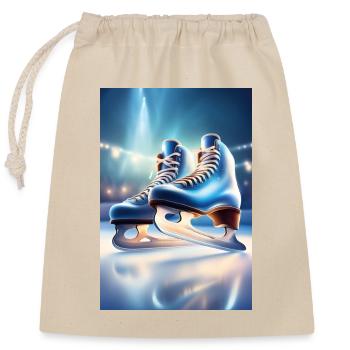 Blaue Schlittschuhe - Verschließbarer Geschenkbeutel aus Baumwolle (25x30cm) - Natur - Vorne