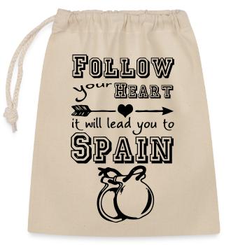 Heart leads you to Spain Spanien Geschenk - Verschließbarer Geschenkbeutel aus Baumwolle (25x30cm) - Natur - Vorne