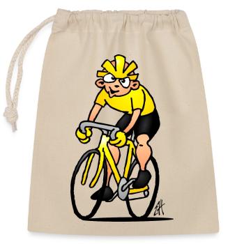 Cyclist - Cycling - Closable cotton gift bag (25x30cm) - nature - Front