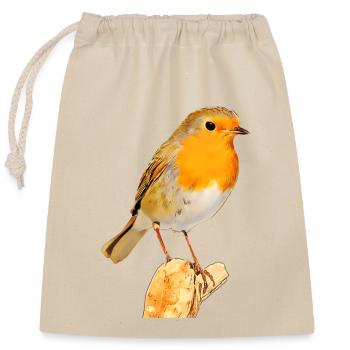 Rouge-gorge - Sac cadeau en coton avec cordon (25 x 30 cm) - nature - Devant