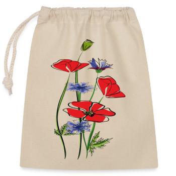 Mohnblumen und Kornblumen im Sommer - Verschließbarer Geschenkbeutel aus Baumwolle (25x30cm) - Natur - Vorne
