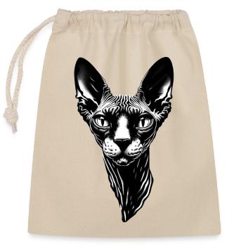Chat sans poil ridé - Sac cadeau en coton avec cordon (25 x 30 cm) - nature - Devant