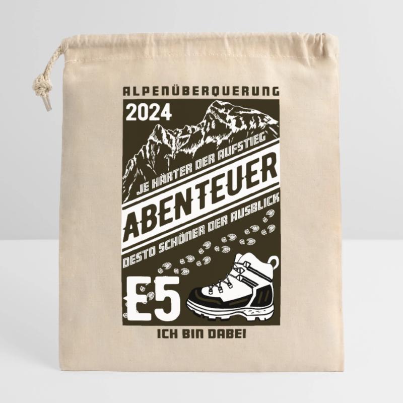 Abenteuer E5 Alpenüberquerung 2024 Verschließbarer Geschenkbeutel aus Baumwolle (25x30cm)