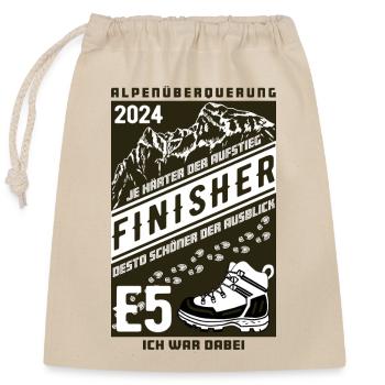 Alpenüberquerung E5 Finisher 2024 - Verschließbarer Geschenkbeutel aus Baumwolle (25x30cm) - Natur - Vorne